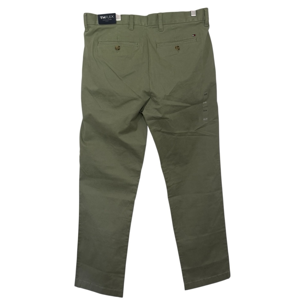 32X30 TOMMY HILFIGER TH FLEX NWT Stretch Chino Men’s Pants Olive Green Slim Fit